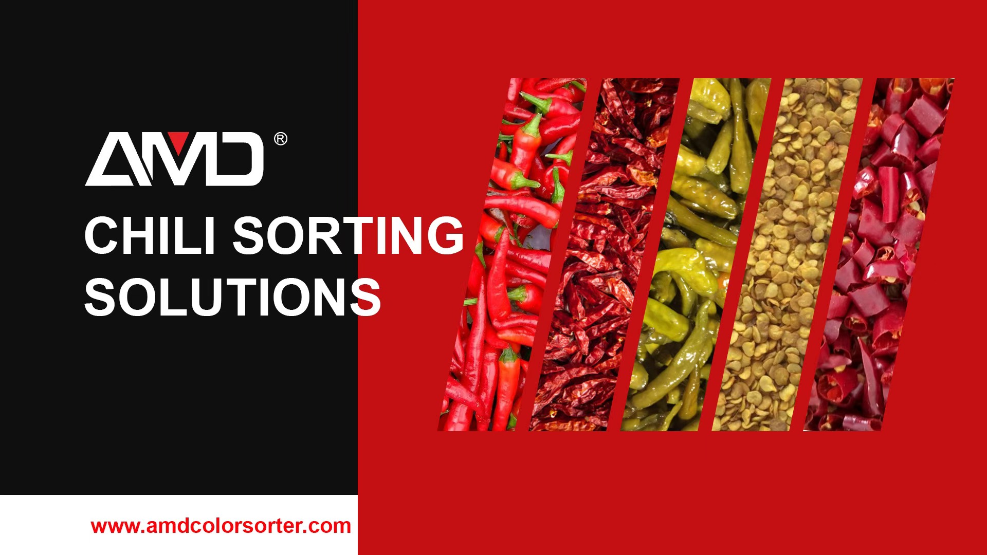 AMD® Chili-Farbsortiermaschine | Optische Sortierlösungen für frische, getrocknete und zerkleinerte Chilischoten